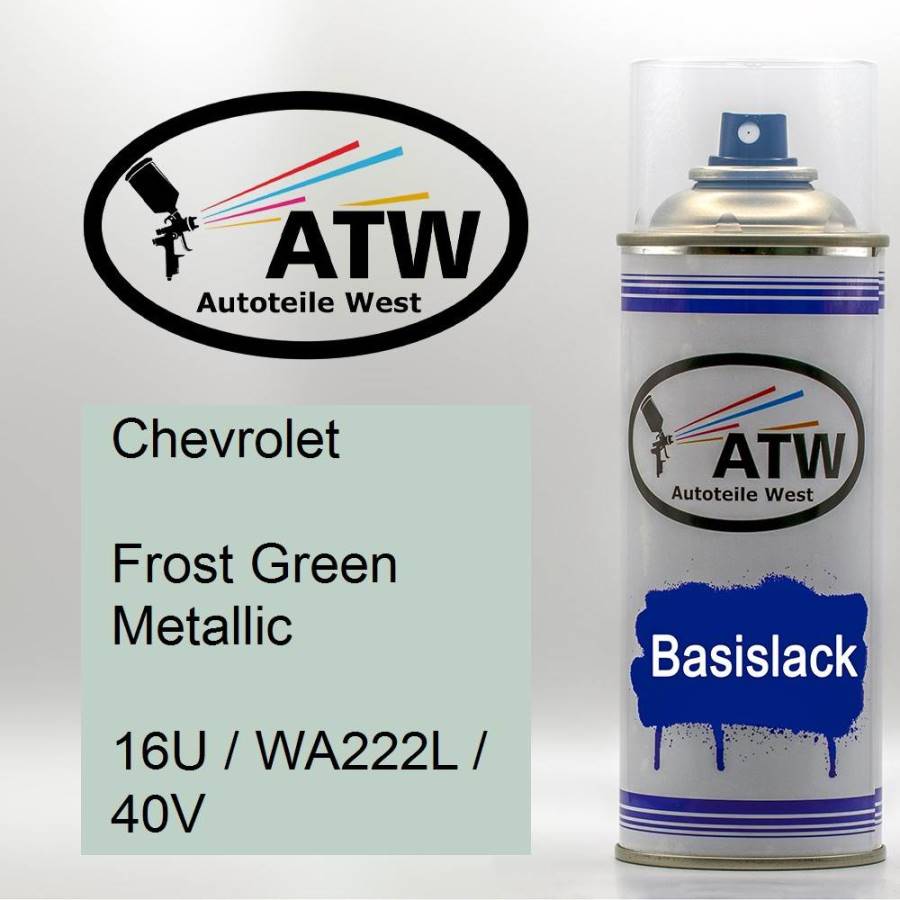 Chevrolet, Frost Green Metallic, 16U / WA222L / 40V: 400ml Sprühdose, von ATW Autoteile West.